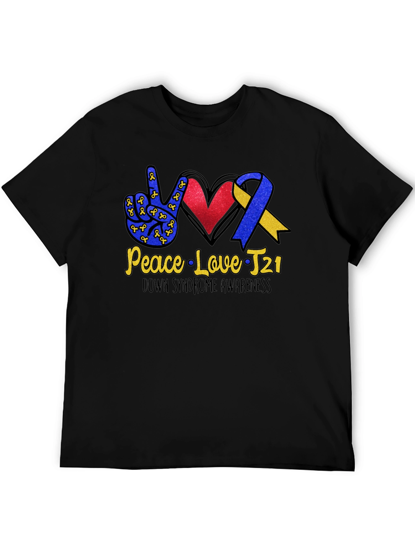 Down Syndrome Awareness T-Shirt - Peace Love T21