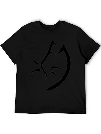 Minimalist Cat Silhouette Black T-Shirt