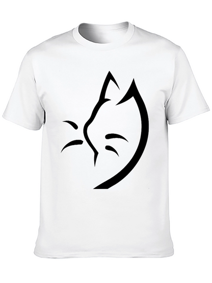 Minimalist Cat Silhouette Black T-Shirt