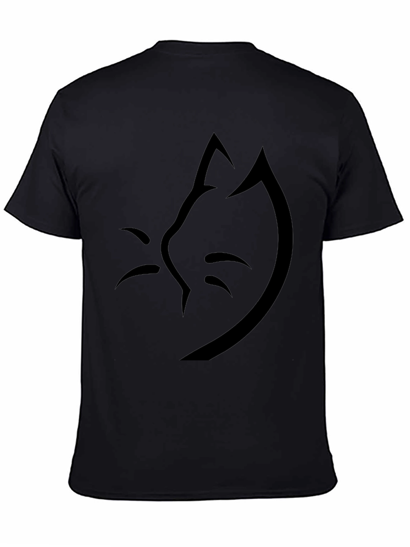 Minimalist Cat Silhouette Black T-Shirt