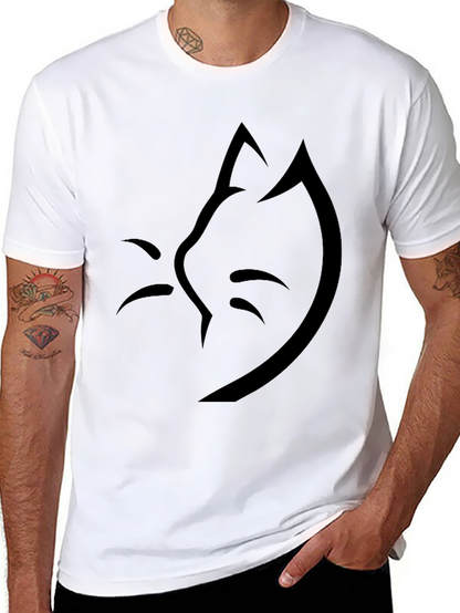 Minimalist Cat Silhouette Black T-Shirt