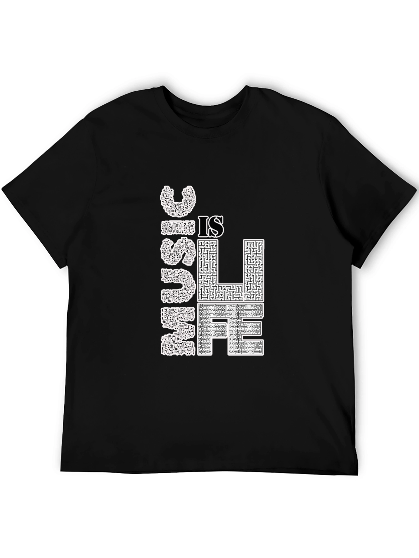 Music is Life Graphic Tee - Black Cotton T-Shirt