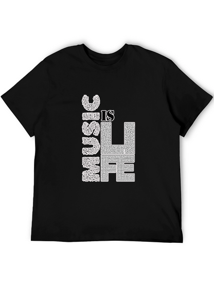 Music is Life Graphic Tee - Black Cotton T-Shirt