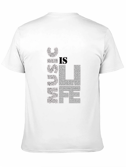Music is Life Graphic Tee - Black Cotton T-Shirt