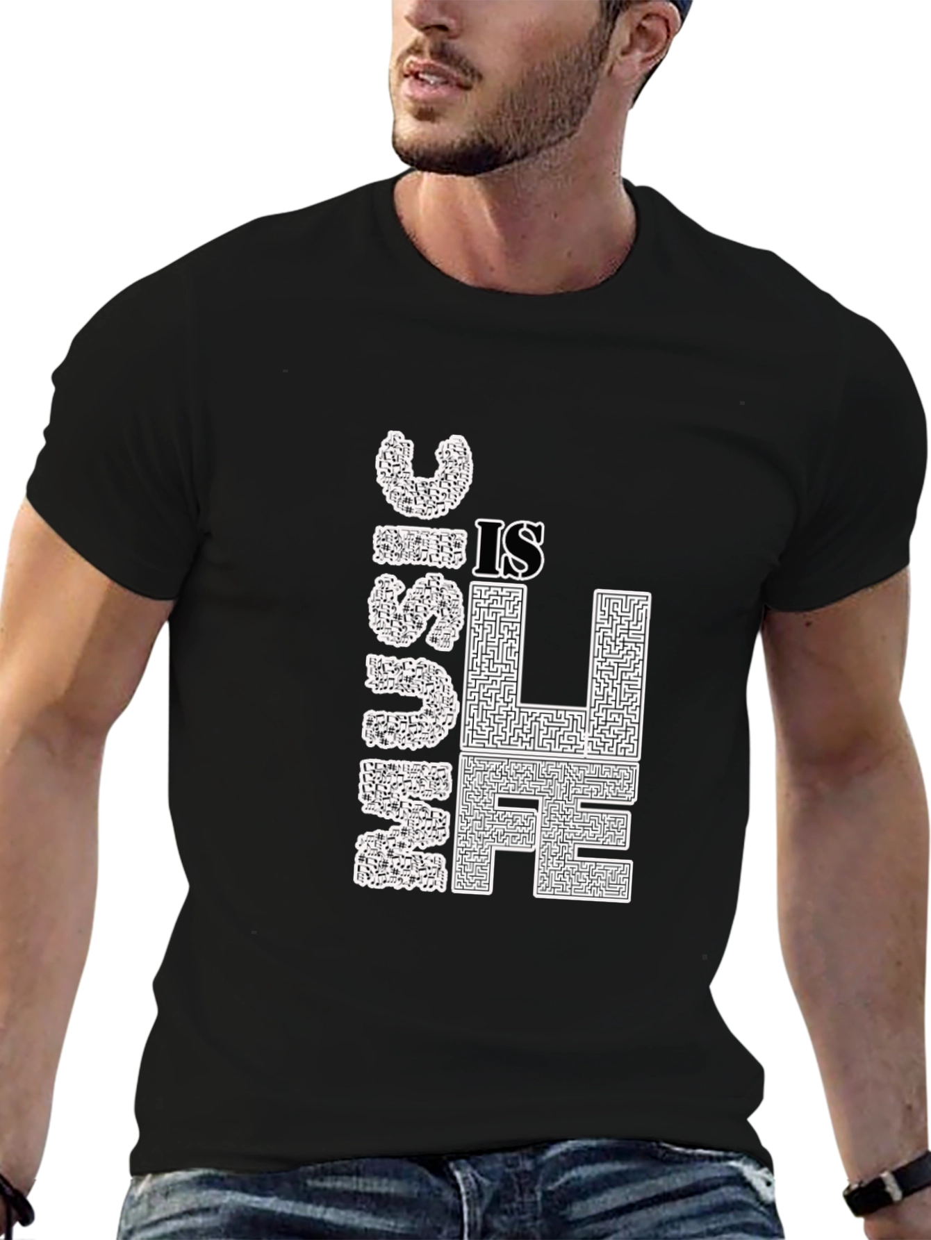 Music is Life Graphic Tee - Black Cotton T-Shirt