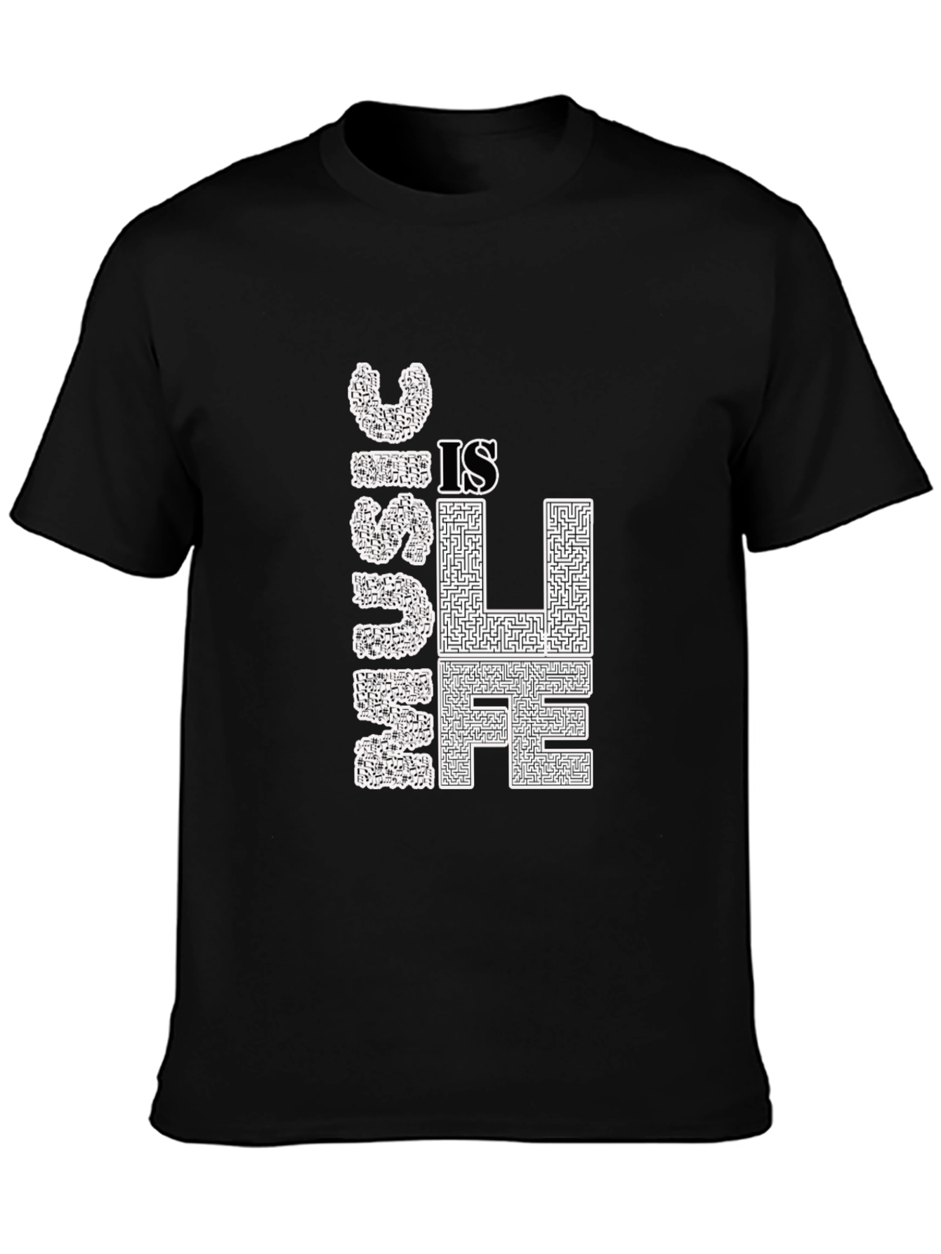 Music is Life Graphic Tee - Black Cotton T-Shirt