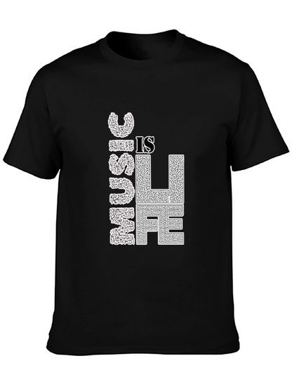 Music is Life Graphic Tee - Black Cotton T-Shirt