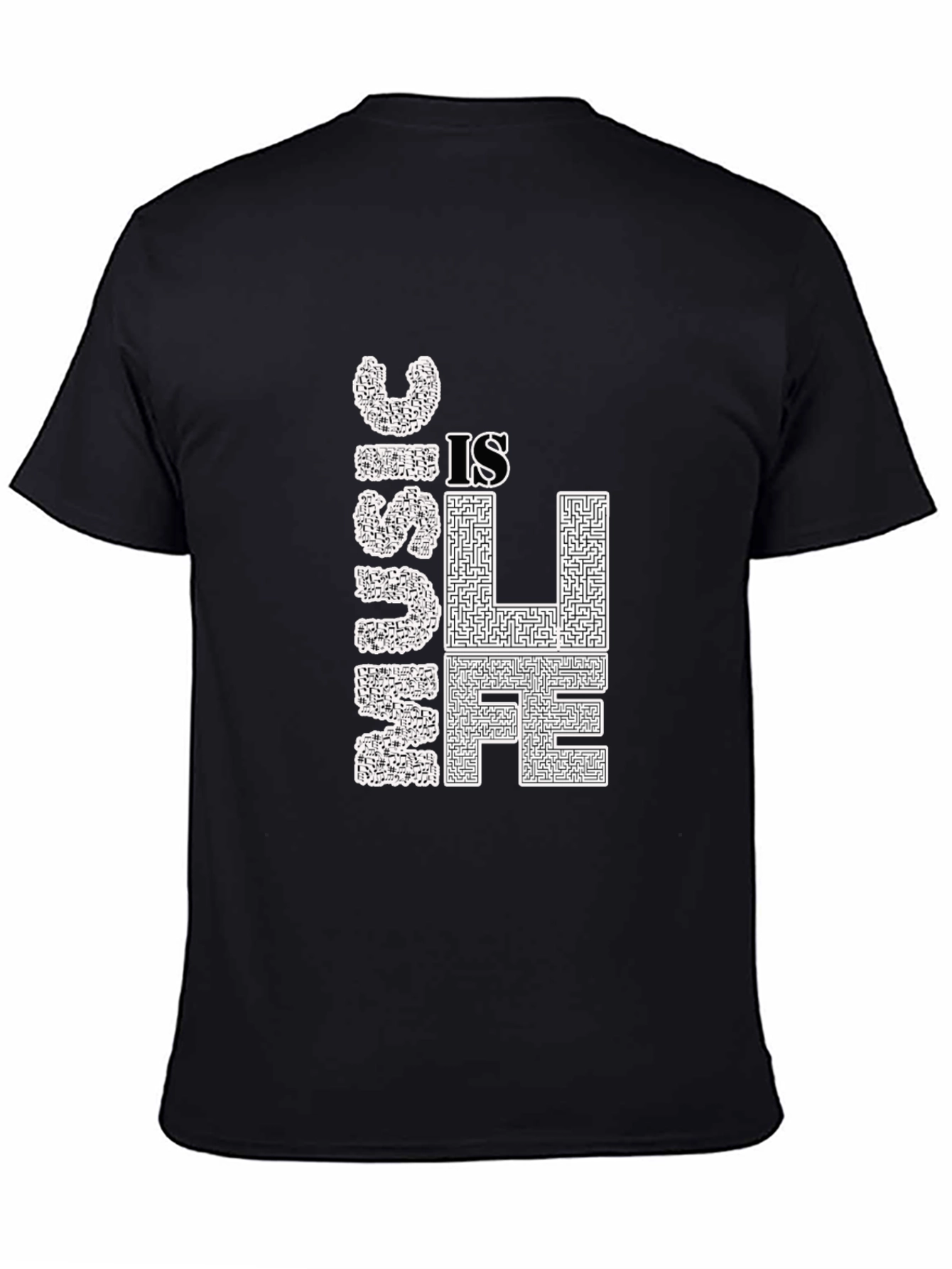 Music is Life Graphic Tee - Black Cotton T-Shirt