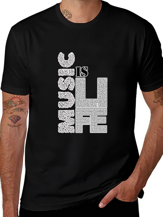 Music is Life Graphic Tee - Black Cotton T-Shirt