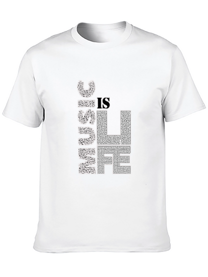 Music is Life Graphic Tee - Black Cotton T-Shirt