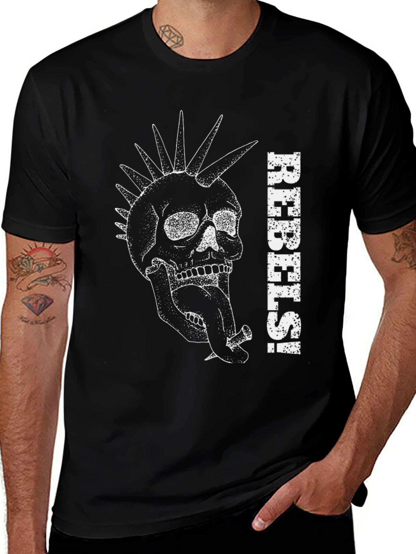 Rebels Skull Graphic Black T-Shirt