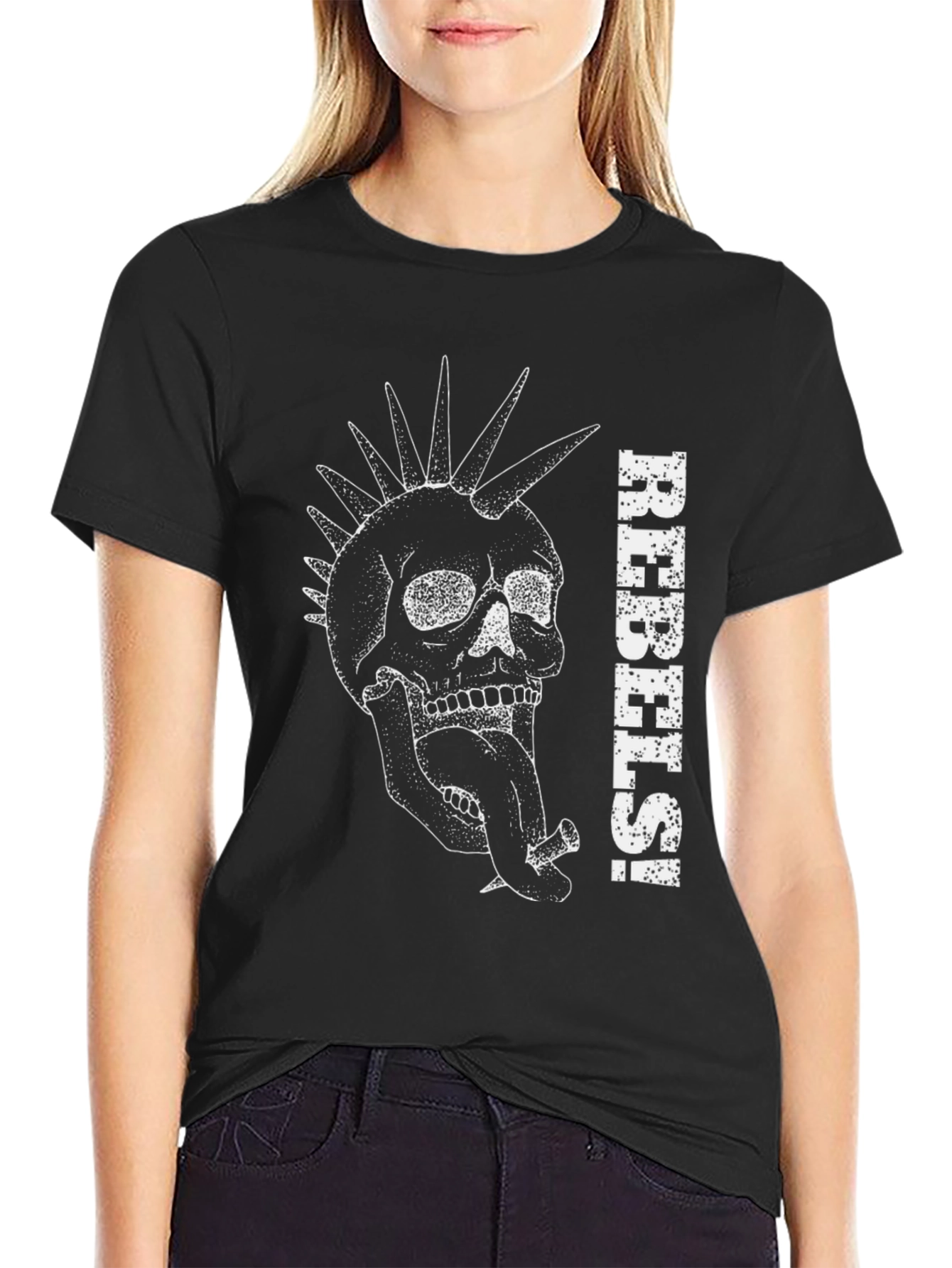 Rebels Skull Graphic Black T-Shirt