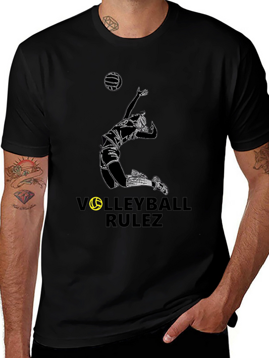 Volleyball Rulez Graphic Tee - Black Cotton T-Shirt