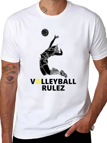 Volleyball Rulez Graphic Tee - Black Cotton T-Shirt