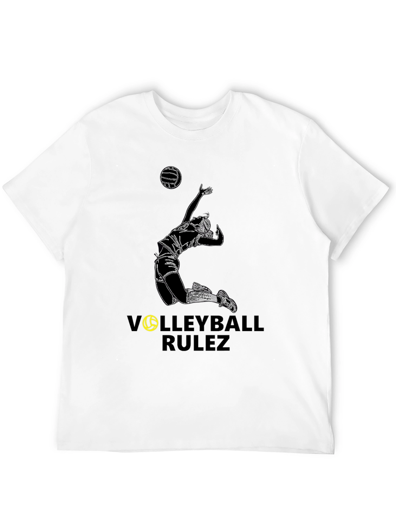 Volleyball Rulez Graphic Tee - Black Cotton T-Shirt