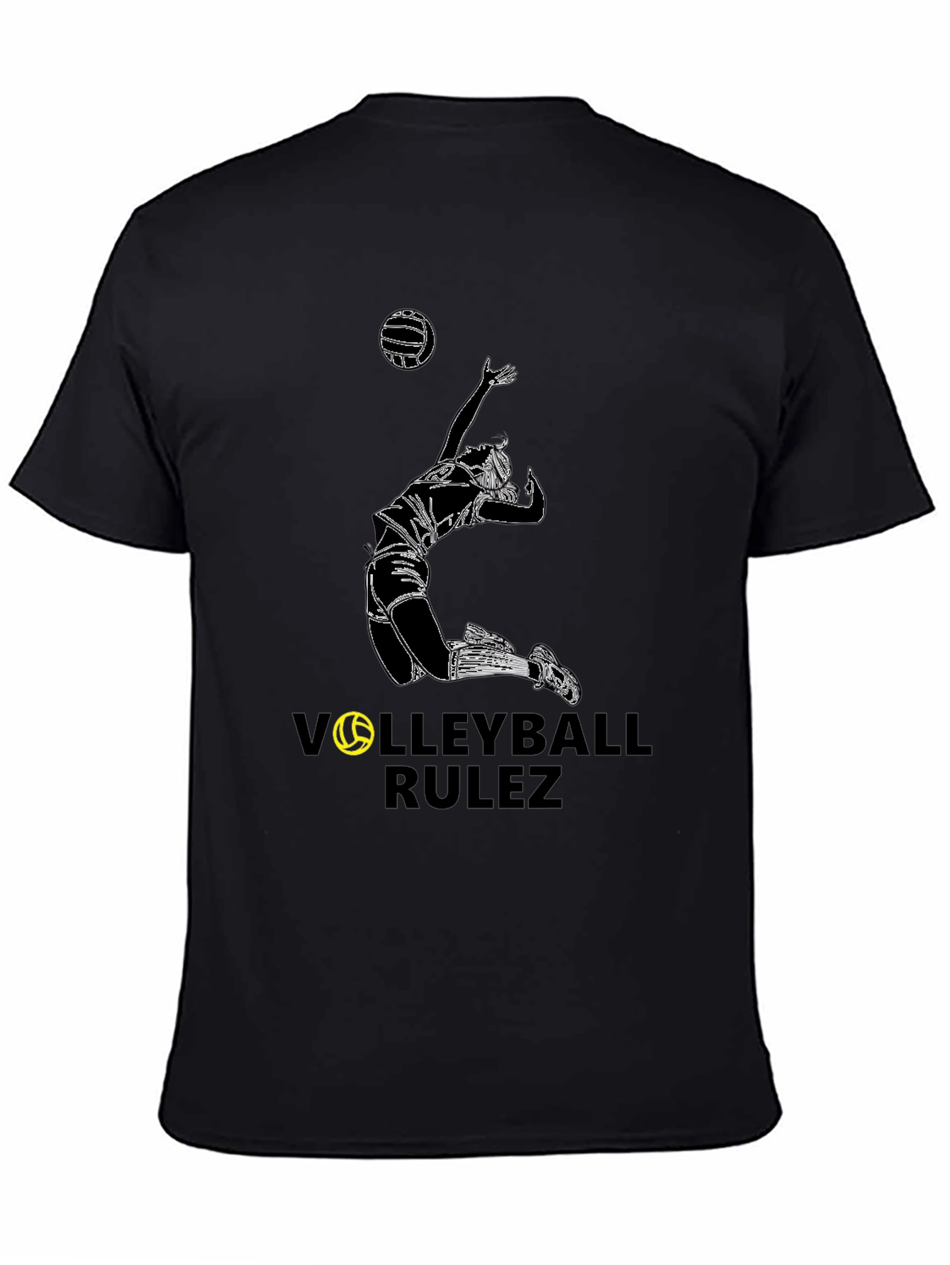 Volleyball Rulez Graphic Tee - Black Cotton T-Shirt