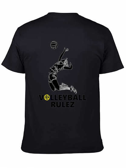 Volleyball Rulez Graphic Tee - Black Cotton T-Shirt