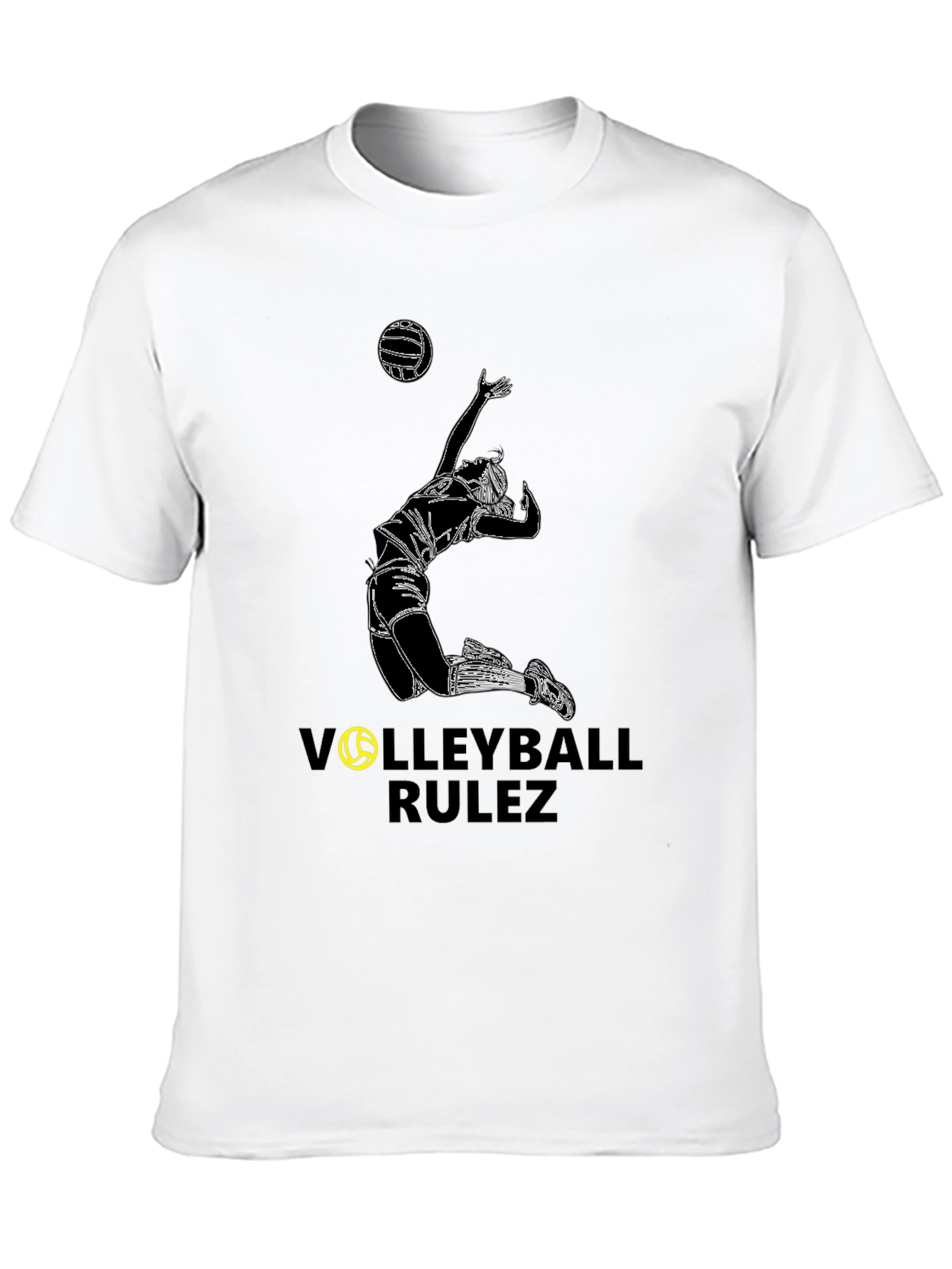 Volleyball Rulez Graphic Tee - Black Cotton T-Shirt