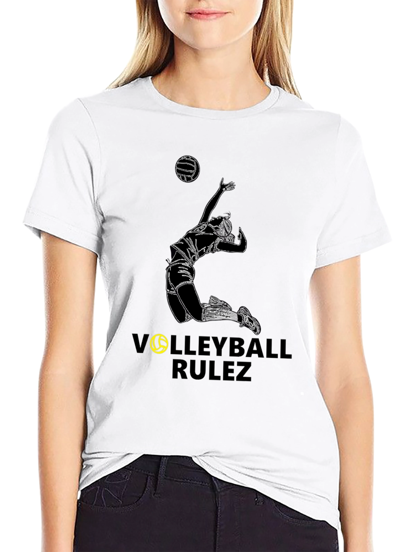 Volleyball Rulez Graphic Tee - Black Cotton T-Shirt