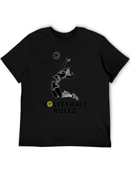 Volleyball Rulez Graphic Tee - Black Cotton T-Shirt