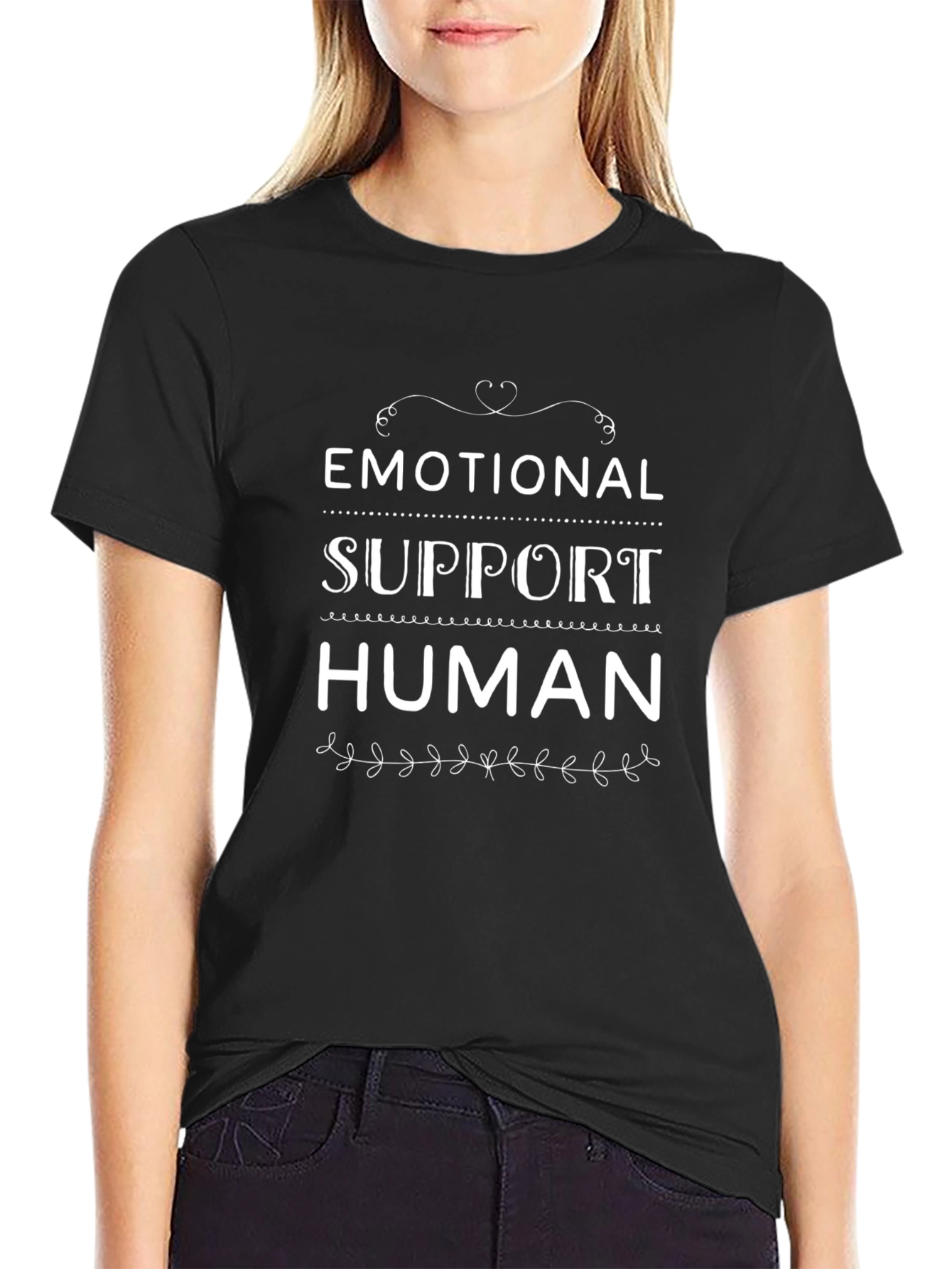 Emotional Support Human Black T-Shirt