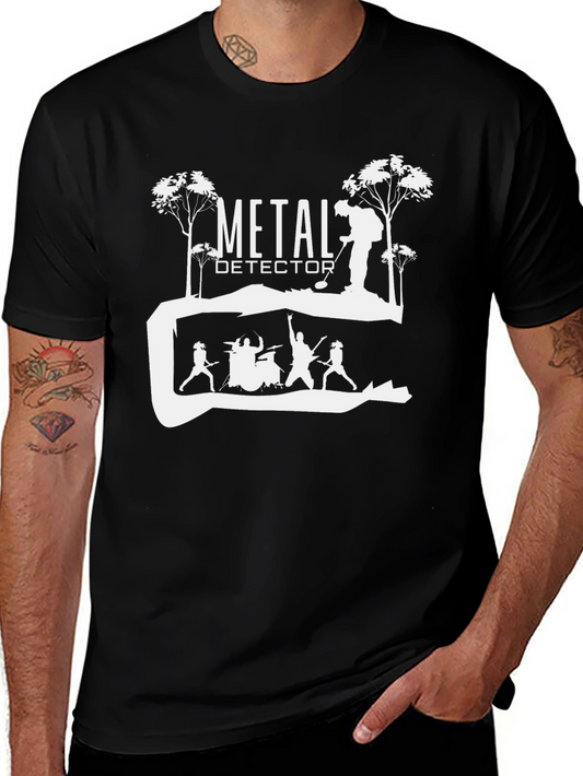 Metal Detector Rock Band Graphic Tee - Black Cotton T-Shirt