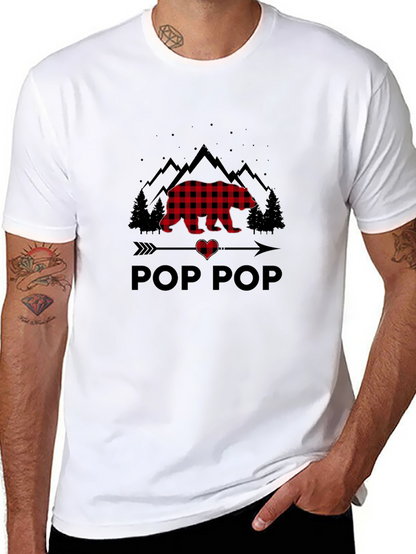 Pop Pop Buffalo Plaid Bear T-Shirt