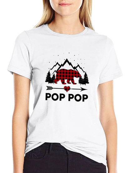 Pop Pop Buffalo Plaid Bear T-Shirt