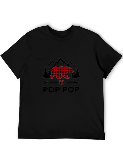 Pop Pop Buffalo Plaid Bear T-Shirt