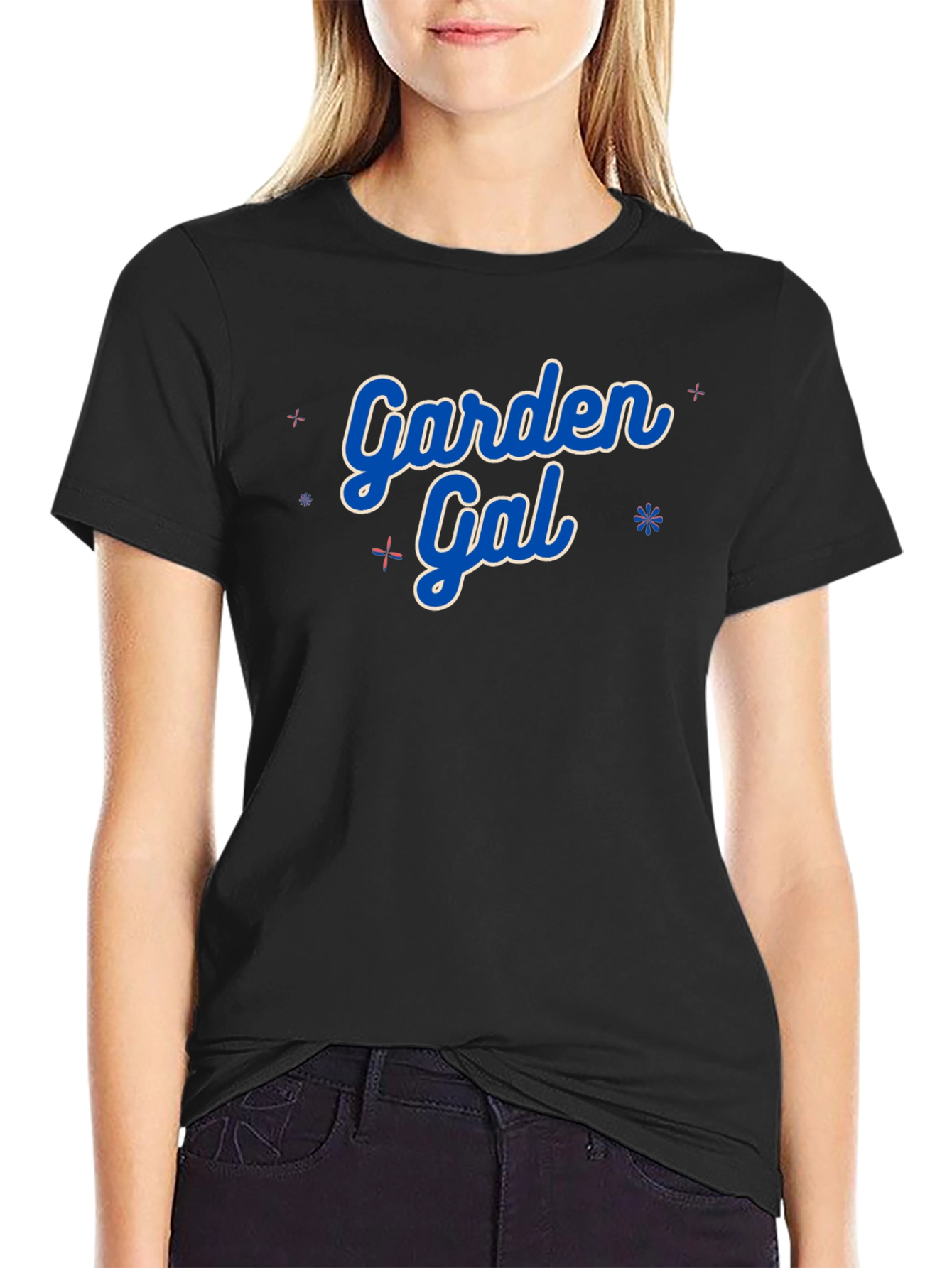 Garden Gal T-Shirt - Black Crew Neck
