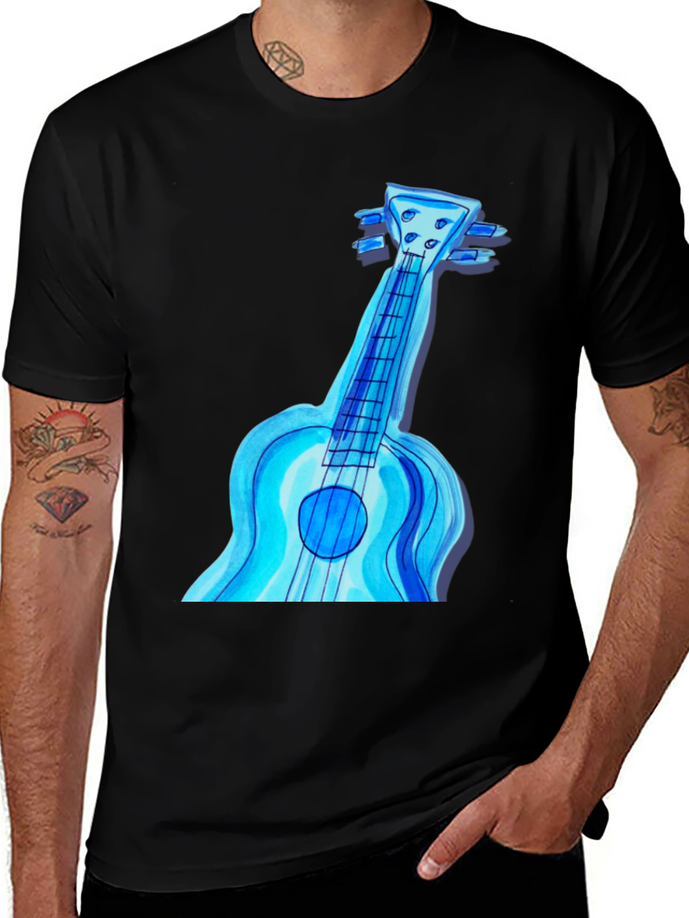 Blue Ukulele Graphic T-Shirt