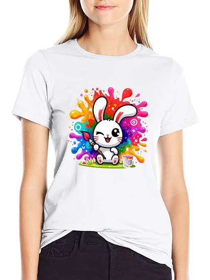 Bunny Painter Graphic T-Shirt - Artistic Style
