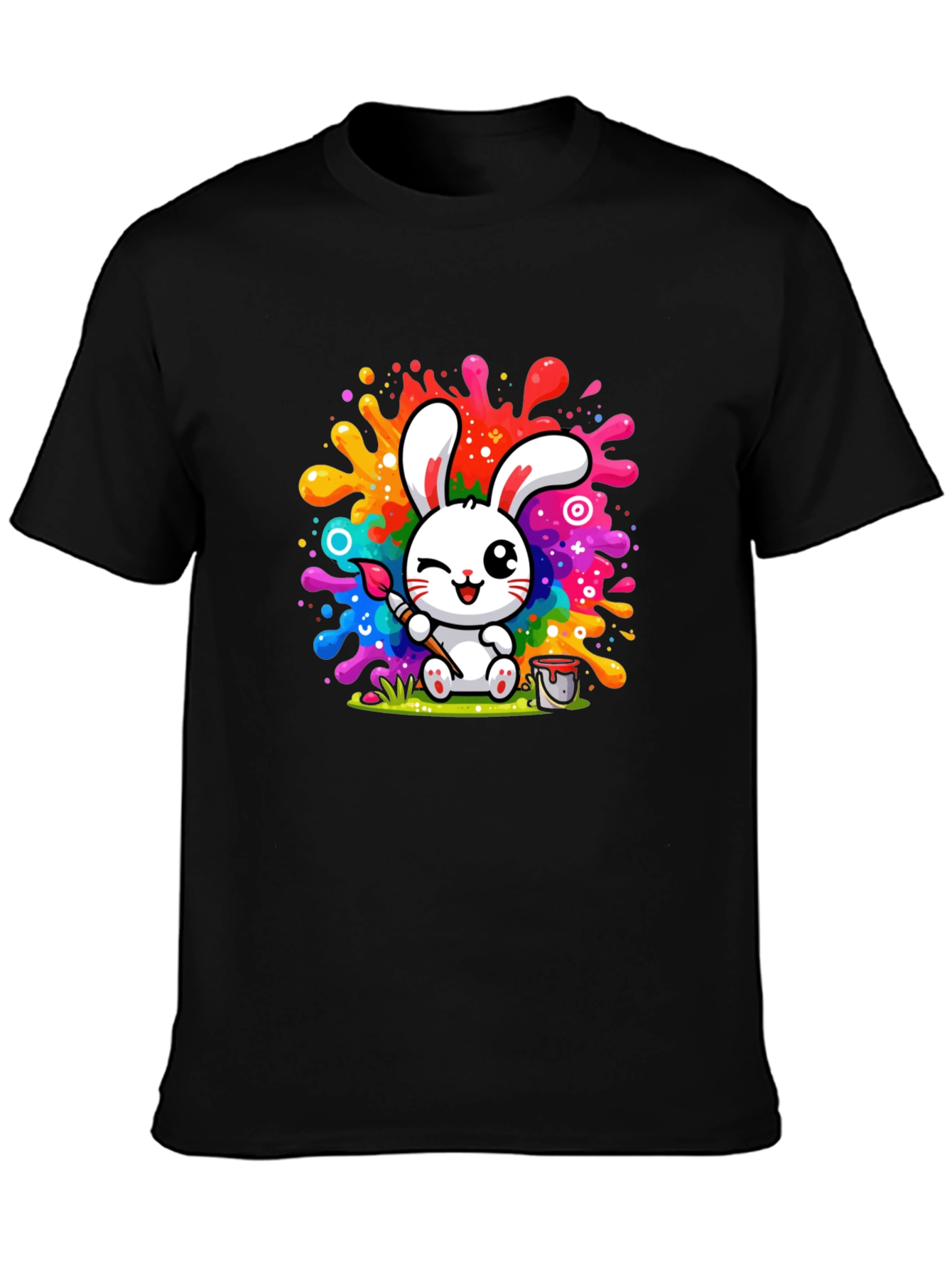 Bunny Painter Graphic T-Shirt - Artistic Style