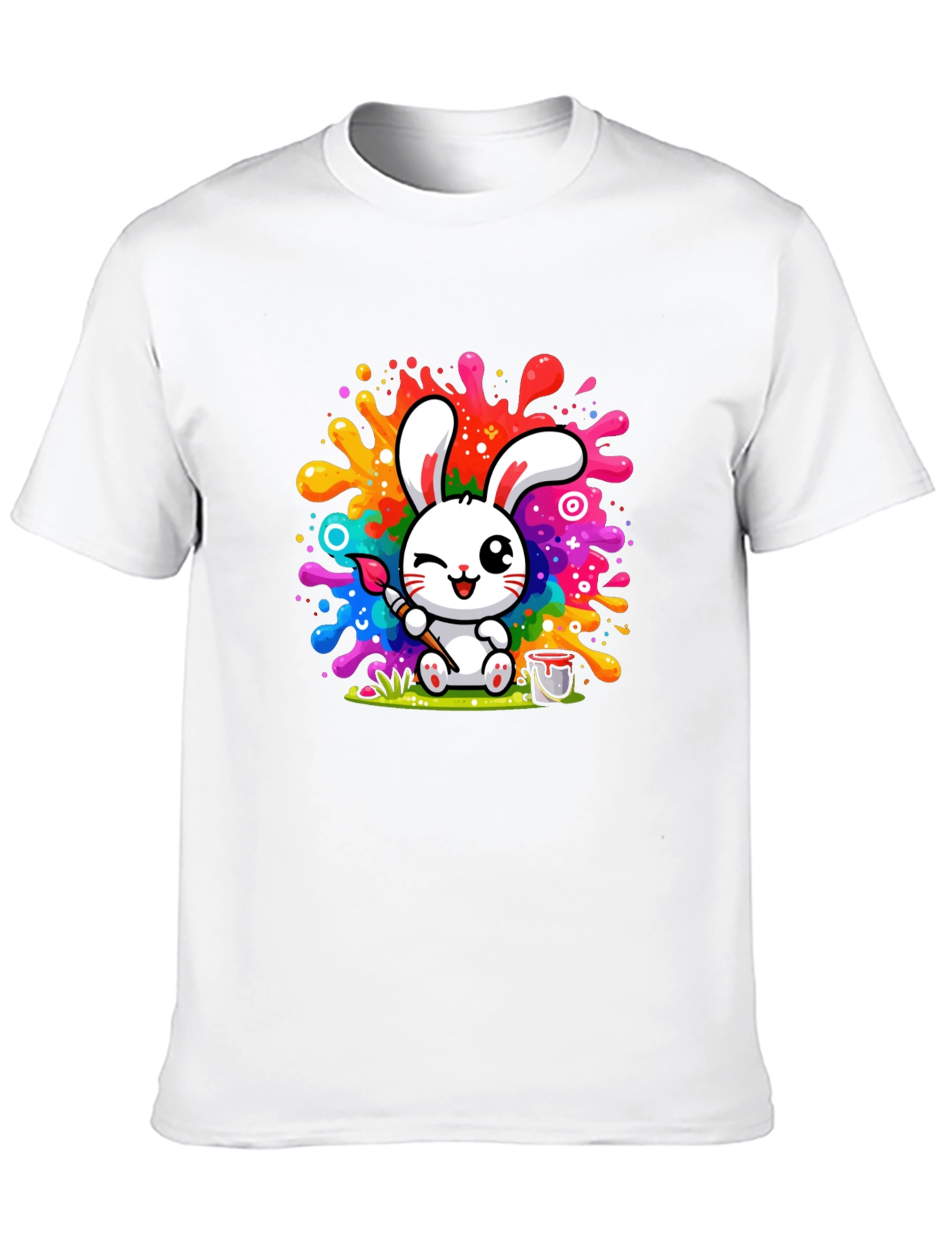 Bunny Painter Graphic T-Shirt - Artistic Style