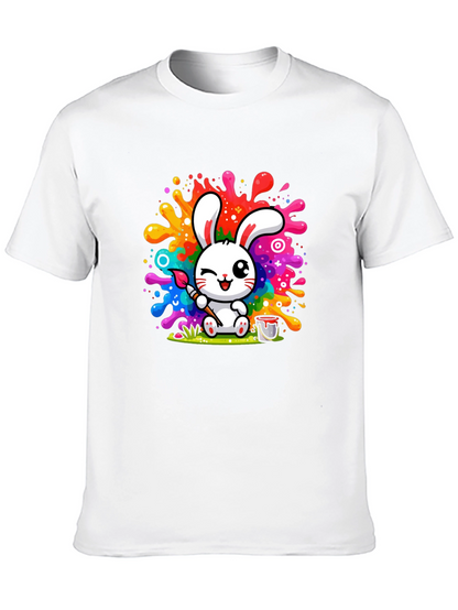 Bunny Painter Graphic T-Shirt - Artistic Style