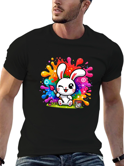 Bunny Painter Graphic T-Shirt - Artistic Style