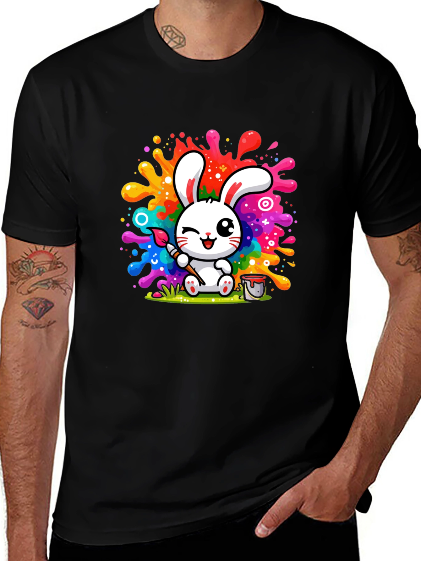 Bunny Painter Graphic T-Shirt - Artistic Style