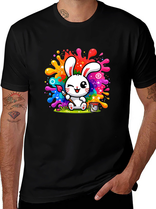 Bunny Painter Graphic T-Shirt - Artistic Style