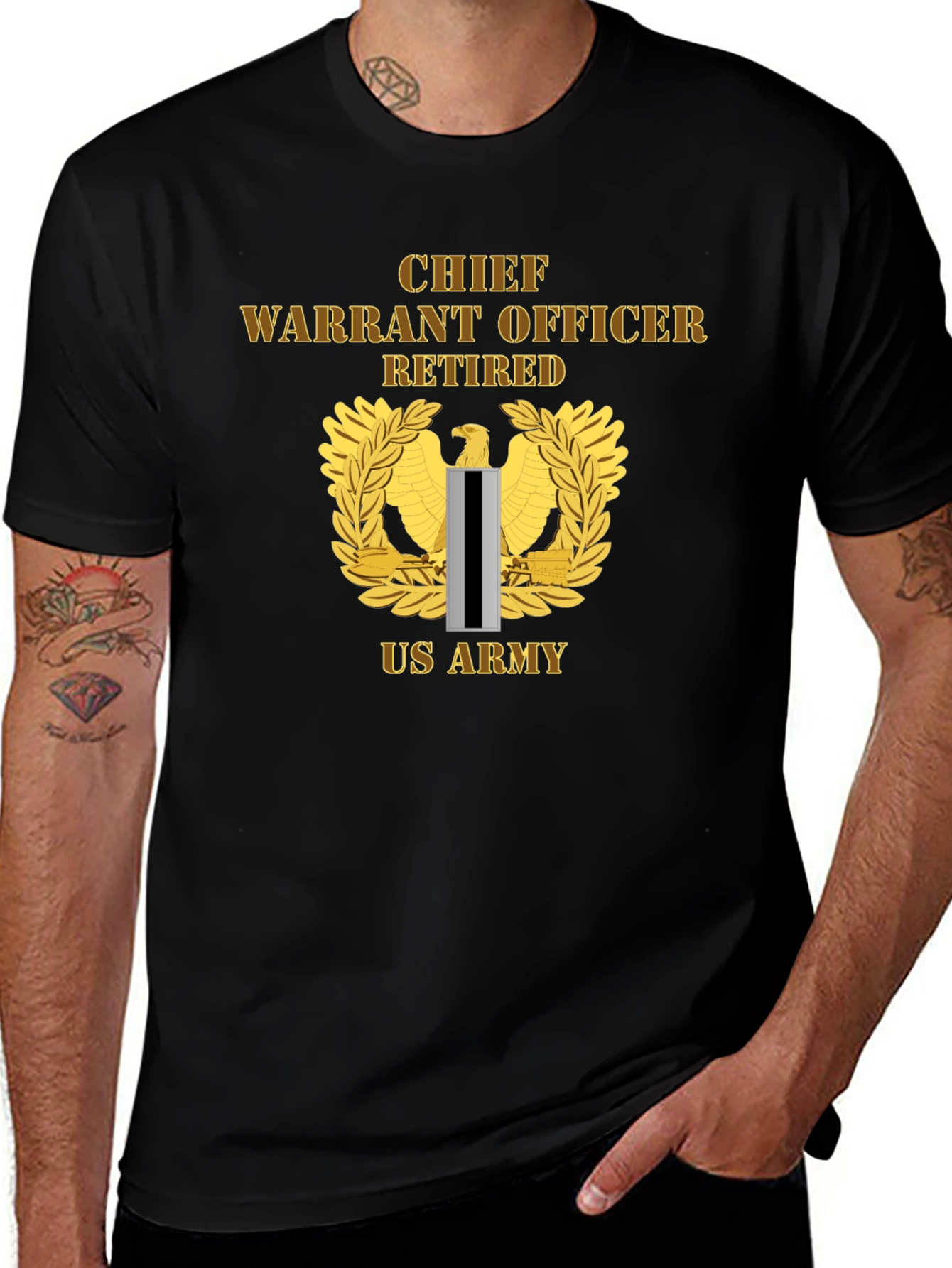 Chief Warrant Officer Retired US Army Black T-Shirt