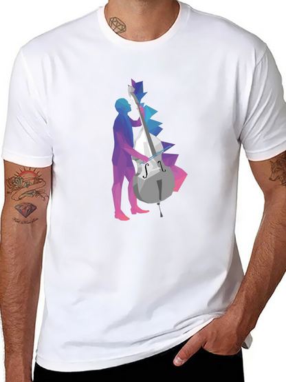 Abstract Geometric Bass Player Graphic Tee