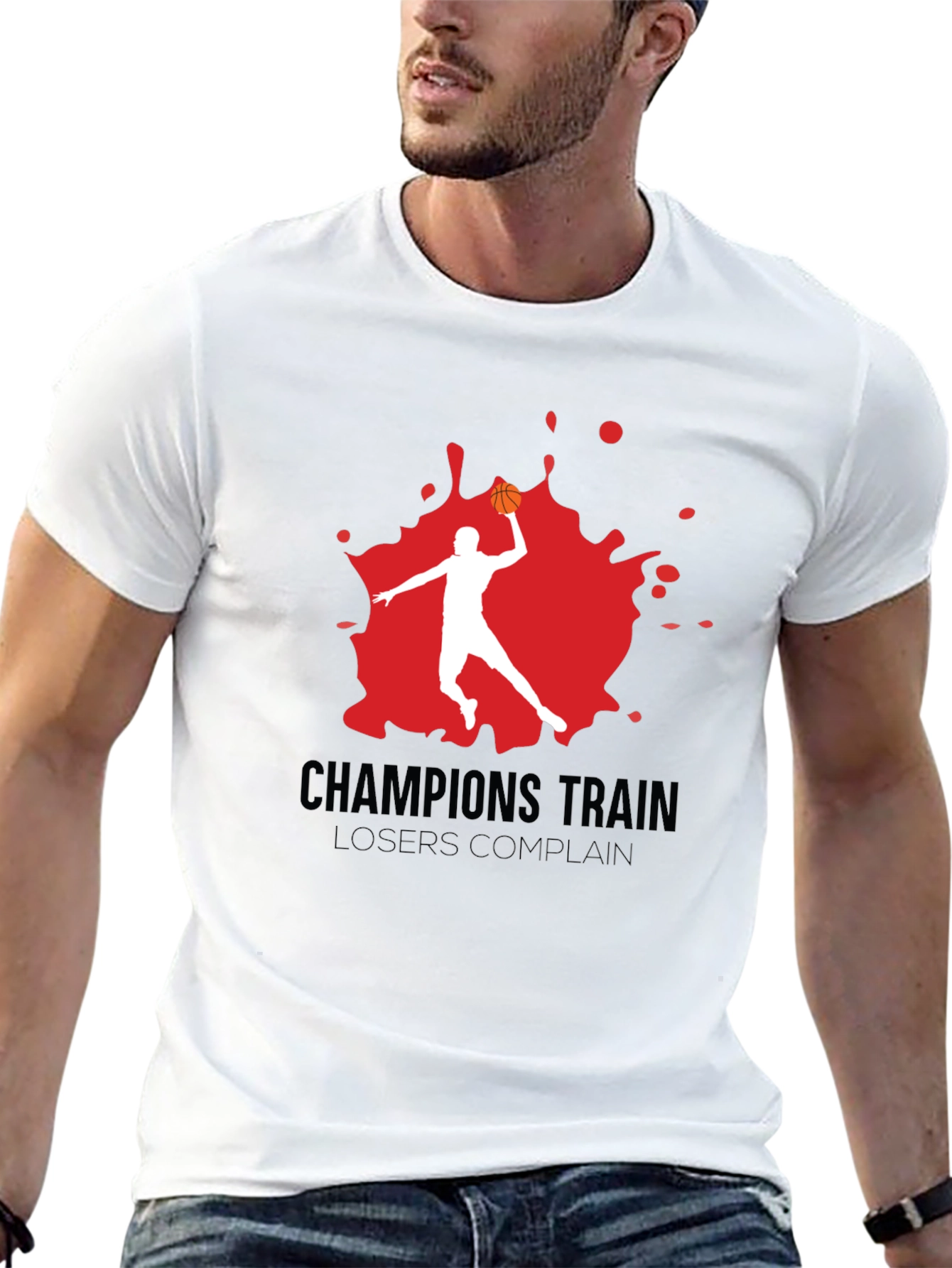 Champions Train Graphic Tee - Basketball Motivation