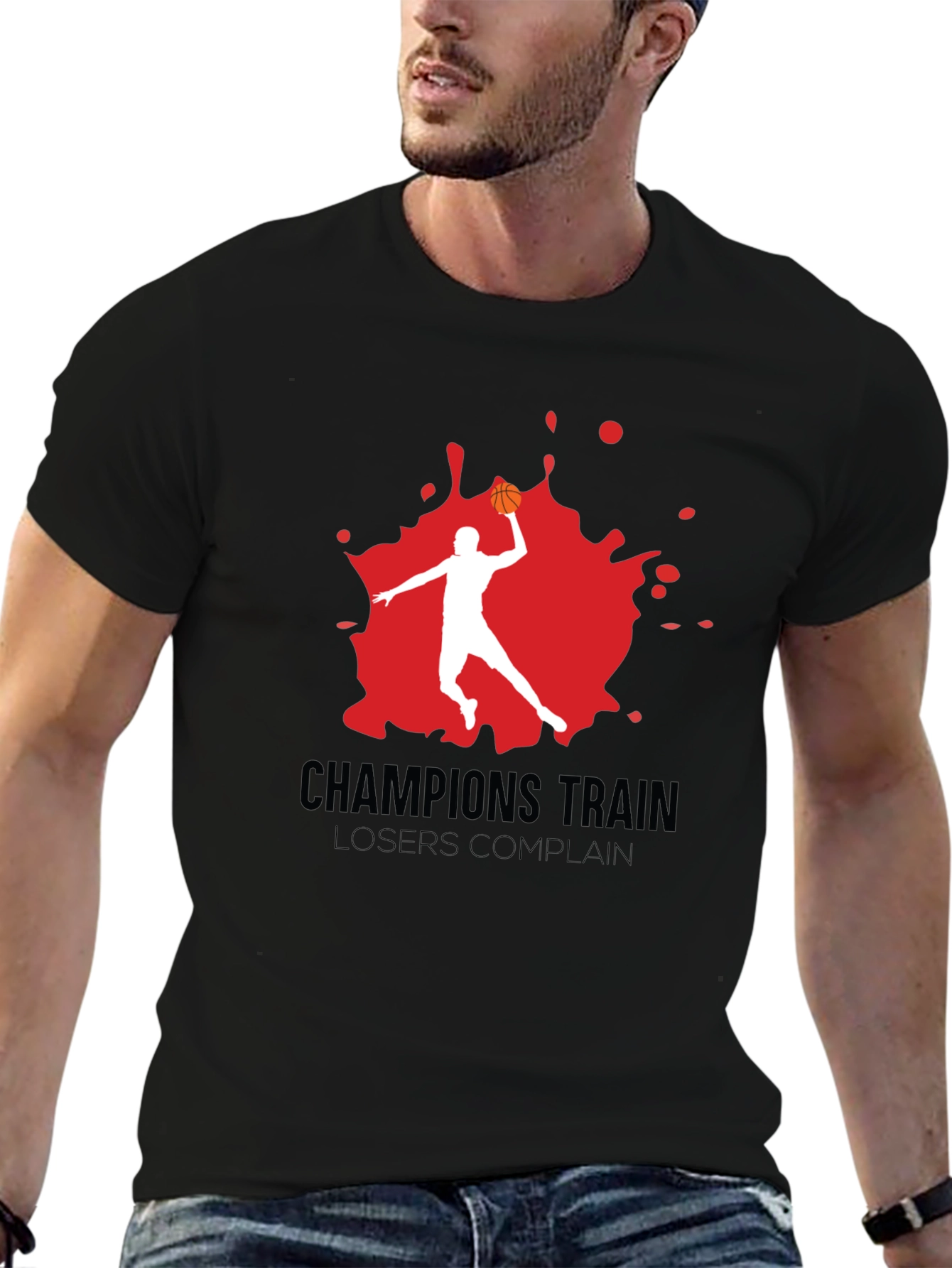 Champions Train Graphic Tee - Basketball Motivation