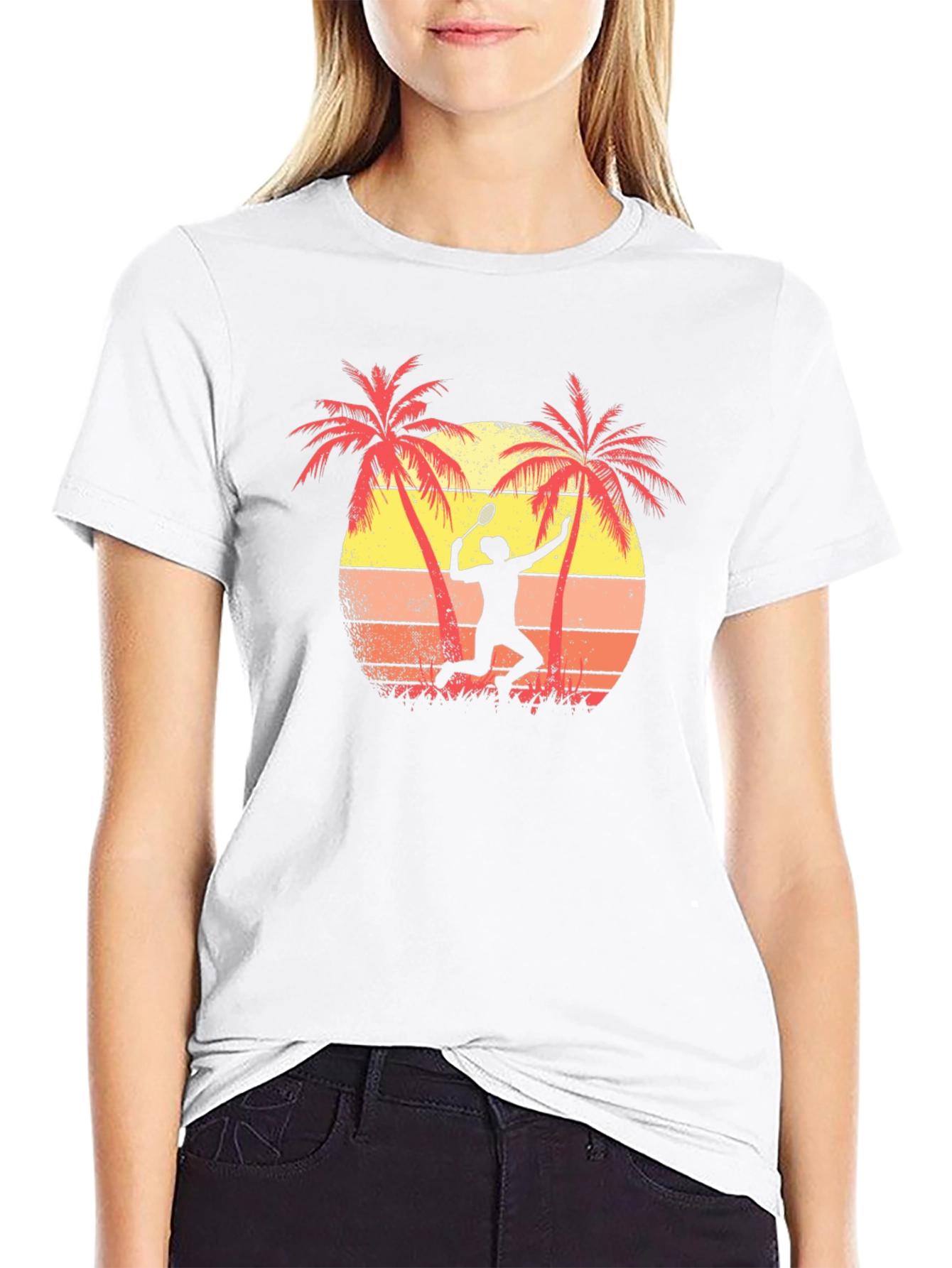 Tropical Tennis Player Graphic Tee