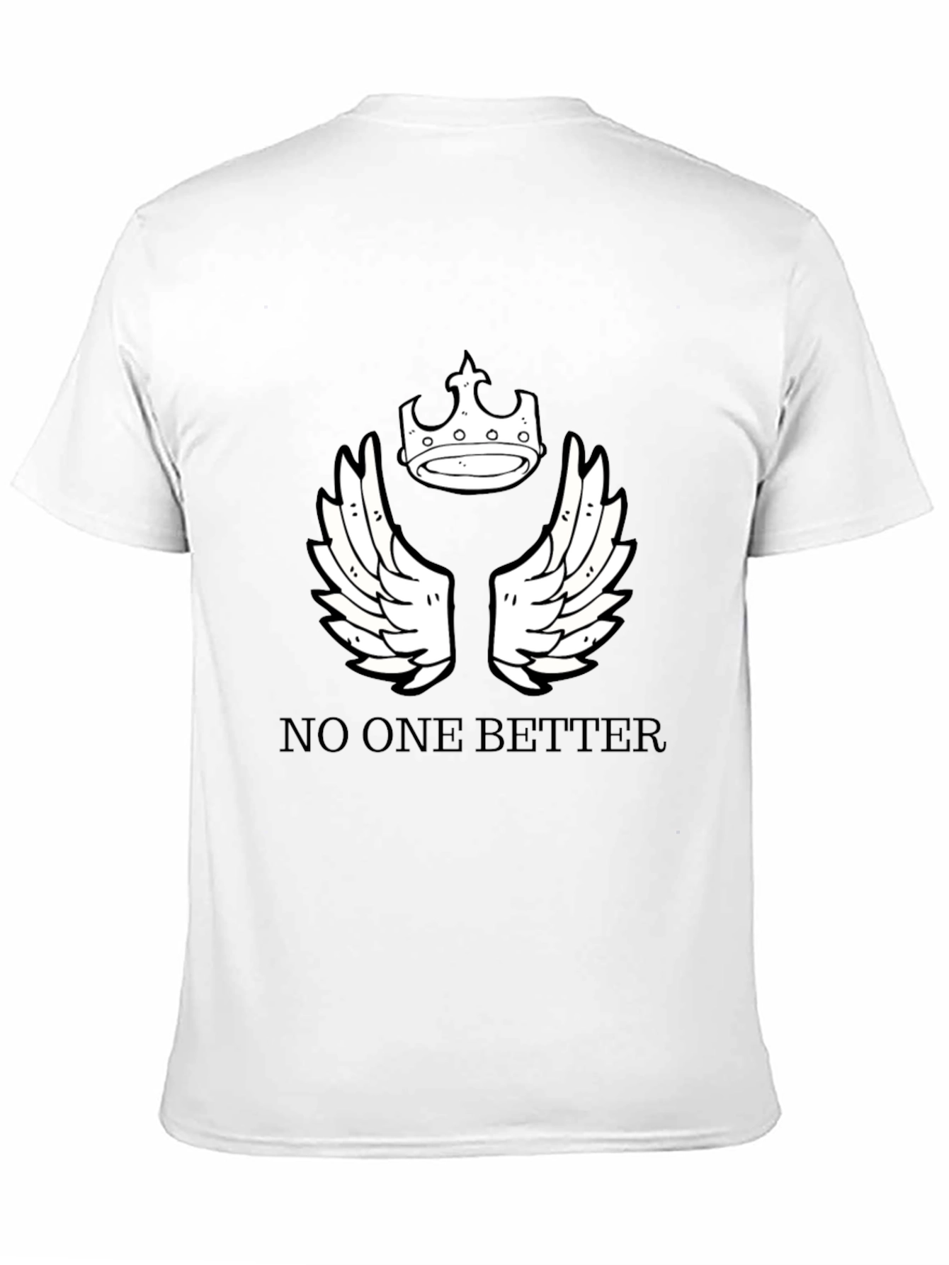 Black T-Shirt with Crown and Wings Design