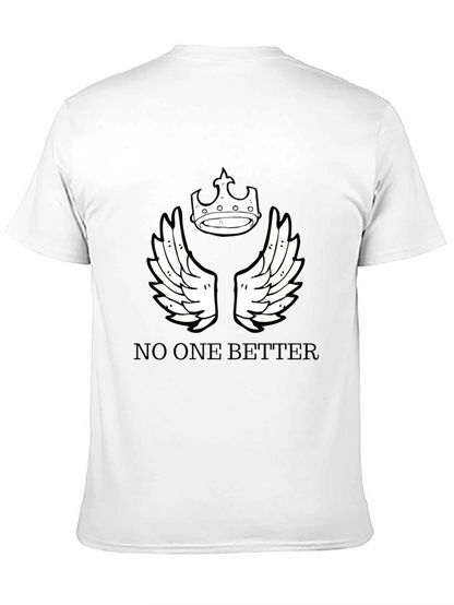 Black T-Shirt with Crown and Wings Design