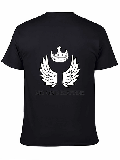 Black T-Shirt with Crown and Wings Design