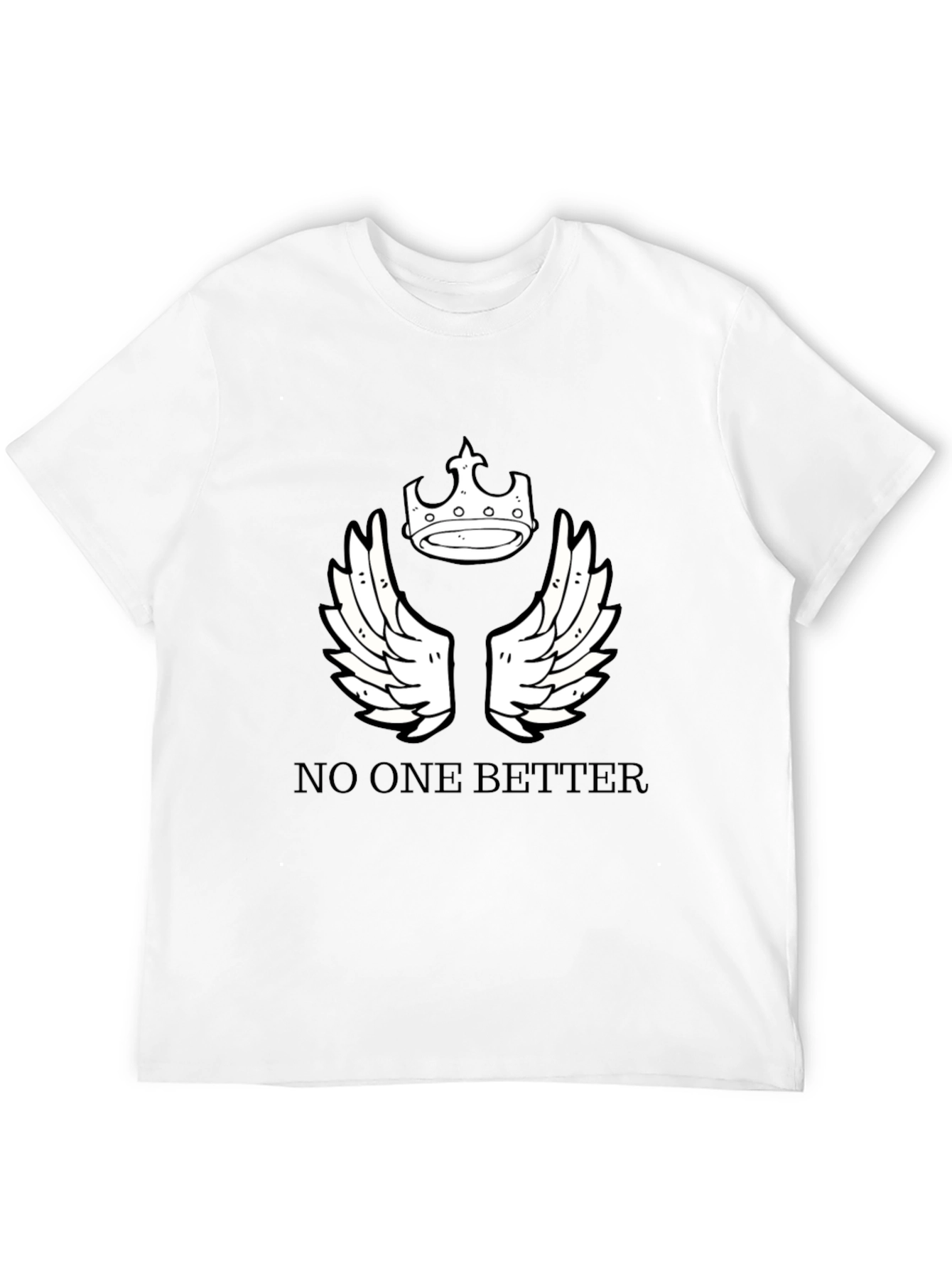 Black T-Shirt with Crown and Wings Design