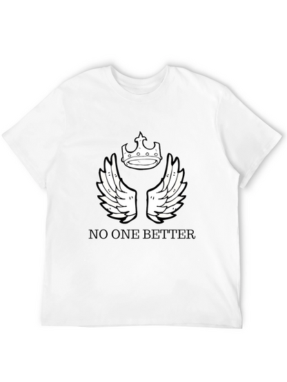 Black T-Shirt with Crown and Wings Design