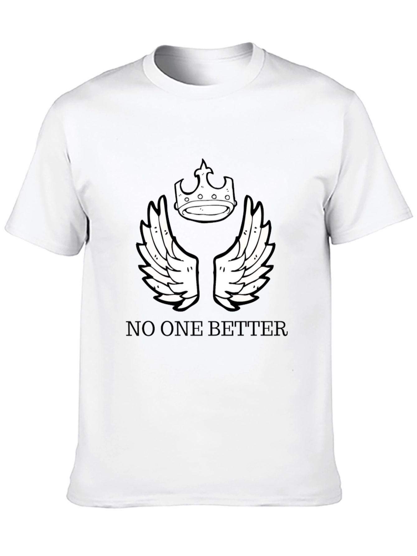 Black T-Shirt with Crown and Wings Design