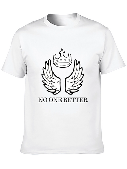 Black T-Shirt with Crown and Wings Design